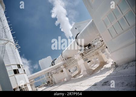 Tubular rotary furnace for processing construction materials Stock Photo