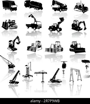 Collection Construction Vehicles Icon industrial construction vehicles image set vector flat illustration ...