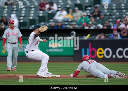 Oakland Athletics' Tyler Wade during a baseball game against the  Philadelphia Phillies in Oakland, Calif., Sunday, June 18, 2023. (AP  Photo/Jeff Chiu Stock Photo - Alamy