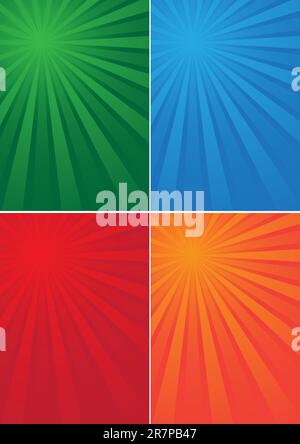 Set Vintage Colored Rays background. EPS10. Vector illustration Stock ...