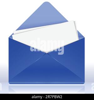 open blue envelope with white sheets inside Stock Vector
