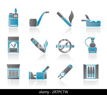Smoking and cigarette icons - vector icon set Stock Vector