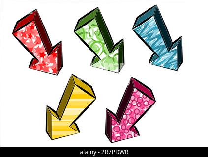 Five beauty pattern colorful arrows - vector Stock Vector