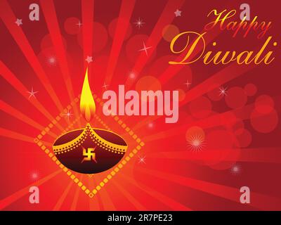 abstract deepawali background with deepak vector illustration Stock Vector