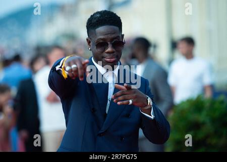 Cabourg, France. 16th June, 2023. Franglish attending the red carpet as part of the 37th Cabourg Film Festival in Cabourg, France on June 16, 2023. Photo by Aurore Marechal/ABACAPRESS.COM Credit: Abaca Press/Alamy Live News Stock Photo