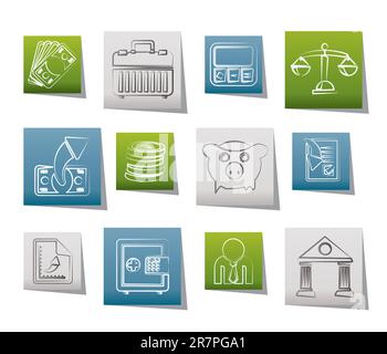 Bank, business and finance icons - vector icon set Stock Vector