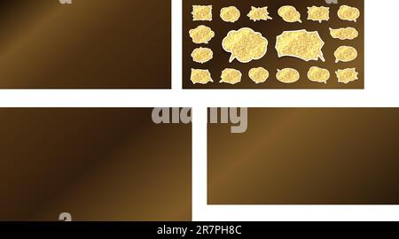 Speech bubbles of various shapes of golden glitter. Vector data that is easy to edit. Stock Vector