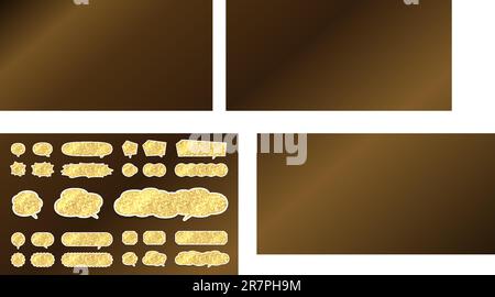 Speech bubbles of various shapes of golden glitter. Vector data that is easy to edit. Stock Vector