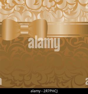beautiful brown background with asymmetrical bow on the ribbon Stock Vector