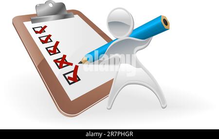 Metallic cartoon mascot character survey feedback concept Stock Vector