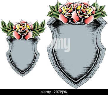 classic rose shield Stock Vector