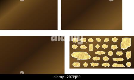 Speech bubbles of various shapes of golden glitter. Vector data that is easy to edit. Stock Vector