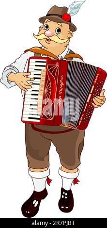 Oktoberfest Germany musician Playing  Accordion Stock Vector