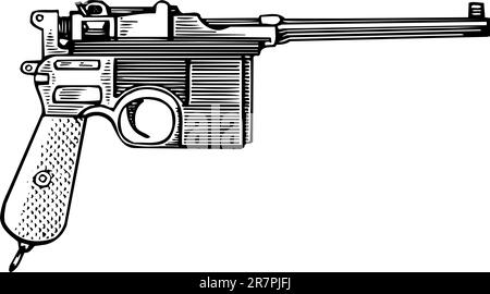Pistol Mauser isolated on white Stock Vector