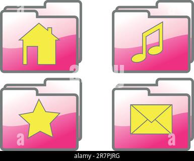 Set of different folders with four different icons Stock Vector