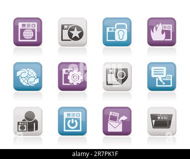 Internet, website and  Security Icons - vector icon set Stock Vector
