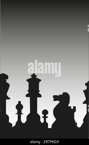 Chess pieces silhouettes. Board strategy game figures Stock Vector ...