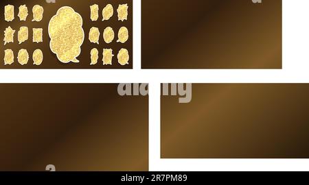 Speech bubbles of various shapes of golden glitter. Vector data that is easy to edit. Stock Vector