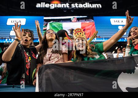 Mexico fans during a Concacaf Nations League semi-final between USA and Mexico, Thursday, June 15, 2023, at Allegiant Stadium, in Las Vegas, NV. USA d Stock Photo