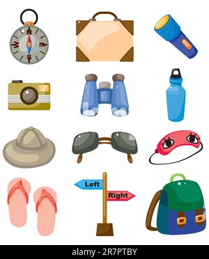Cartoon travel icons set Stock Vector