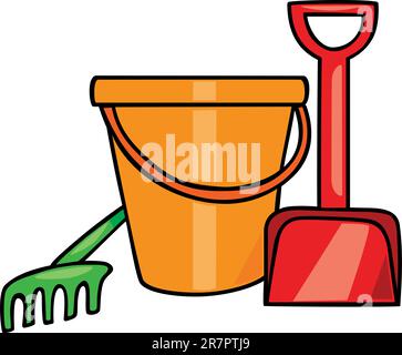 sand toys set cartoon illustration Stock Vector