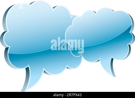 3D icons of two glossy comic clouds Stock Vector