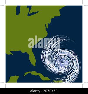 An image of a hurricane off the east coast of the united states. Stock Vector
