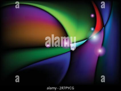 Wavy abstract bright colorful background for design. Black release. Stock Vector