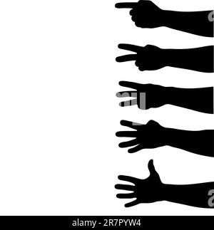 Hands counting. Hands silhouettes on white Stock Vector