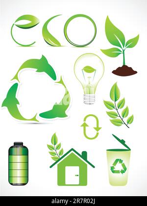 abstract multiple eco elements set vector illustration Stock Vector