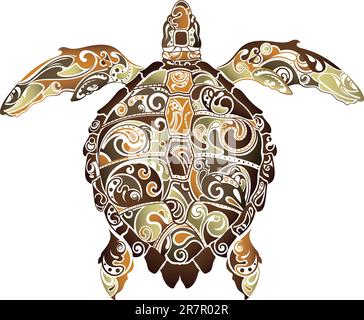 Illustration of abstract turtle isolated on white. Stock Vector