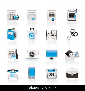 Business and office tools icons - vector icon set Stock Vector