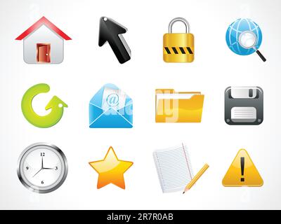 abstract glossy web icons set vector illustration Stock Vector