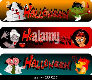 Stock Photo:  Illustration of three banners in the atmosphere of Halloween. Stock Vector