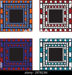 Illustration of mosaic frames on white background Stock Vector