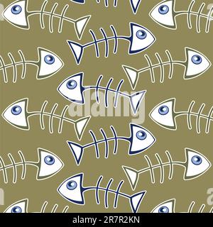 fish bone pattern background in green Stock Vector