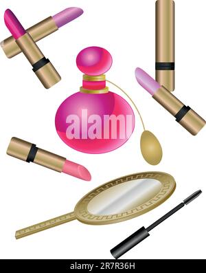 Cosmetics Set isolated on white background Stock Vector