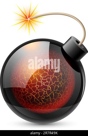 Cartoon bomb with heart. Illustration on white background Stock Vector