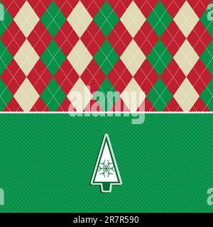 Christmas background with an argyle pattern and tree design Stock Vector