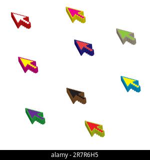 nine colored cursor on a white background.Vector Stock Vector
