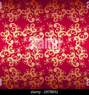red seamless floral vector background Stock Vector