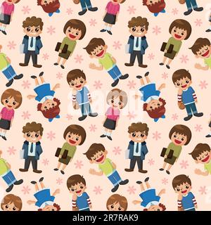 seamless student pattern Stock Vector