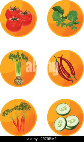 Vector vegetable icons isolated on white background Stock Vector