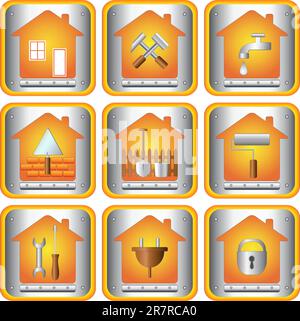 the set icons with tools for house Stock Vector