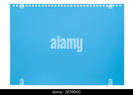 Turquoise frame on a white background with copy space. Empty space blue sheet for writing information from a notepad. Isolated on a white background. Stock Photo