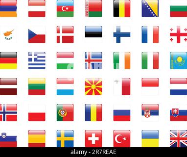 Buttons of european flags - vector Stock Vector