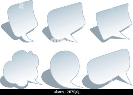 set of blank paper speech bubbbles, vector design elements Stock Vector