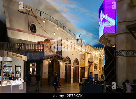 Fake ship Desert Passage at the Oyster bay restaurant in the shopping mall at the Planet Hollywood casino hotel Las Vegas Strip Las Vegas Nevada USA Stock Photo