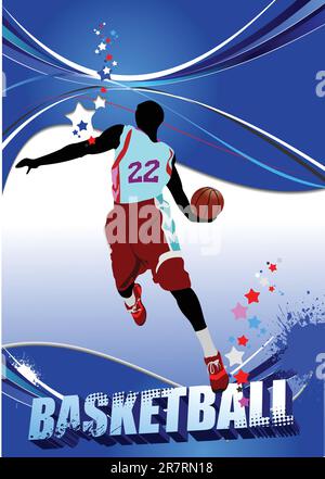 Basketball players poster. Vector illustration Stock Vector
