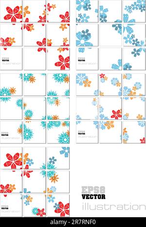 Vector Illustration geometrical mosaic pattern in blue-red tones Stock Vector